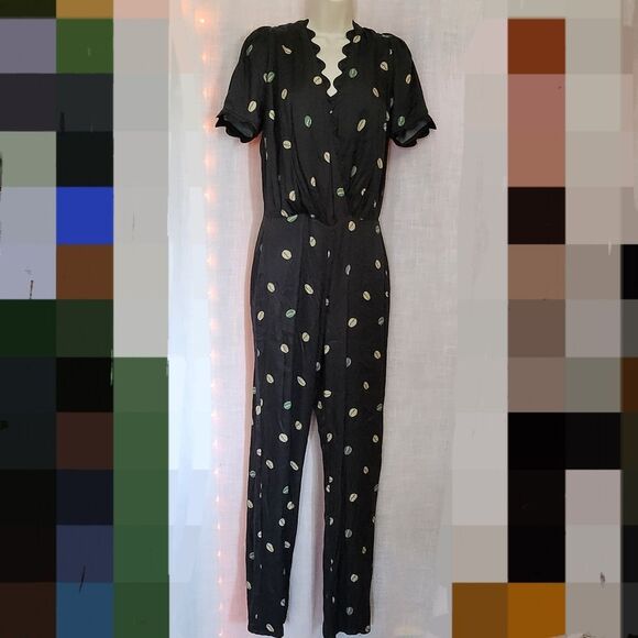 Azulu Deep Blue Jumpsuit With Scalloped Edges - Picture 1 of 7